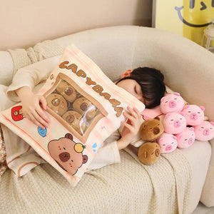 Pink Brown Capybara Candy Bag Plushies-Enchanted peach