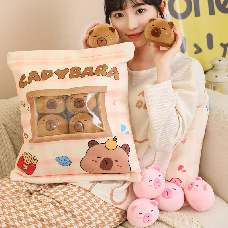 Pink Brown Capybara Candy Bag Plushies-Enchanted peach