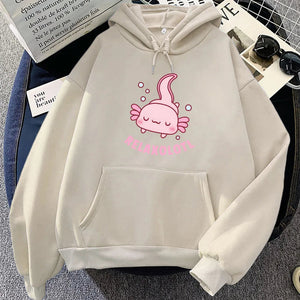 Pink Chilling Axolotl Unisex Hoodies-Enchanted peach