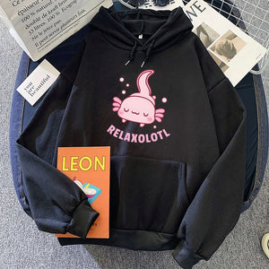 Pink Chilling Axolotl Unisex Hoodies-Enchanted peach