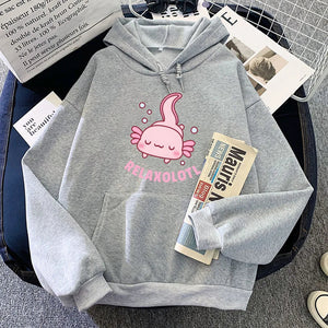 Pink Chilling Axolotl Unisex Hoodies-Enchanted peach