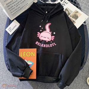 Pink Chilling Axolotl Unisex Hoodies-Enchanted peach