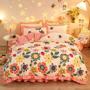 Pink Floral Bedding Set Collection with Bed Sheet-Enchanted peach