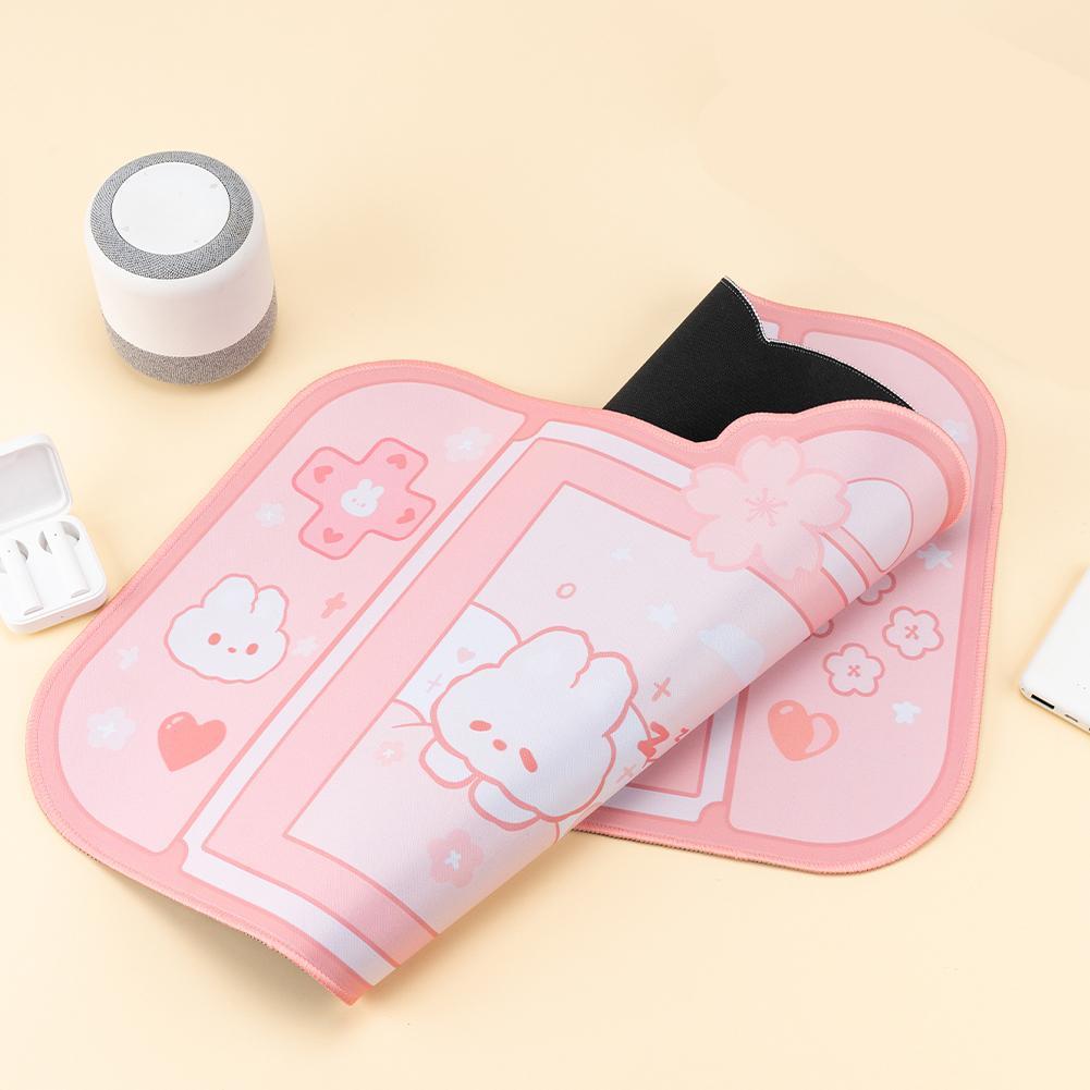 Pink Gaming Bunny Large Mouse Pad with Ears-Enchanted peach