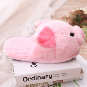 Pink Piggy Plush Slippers-Enchanted peach