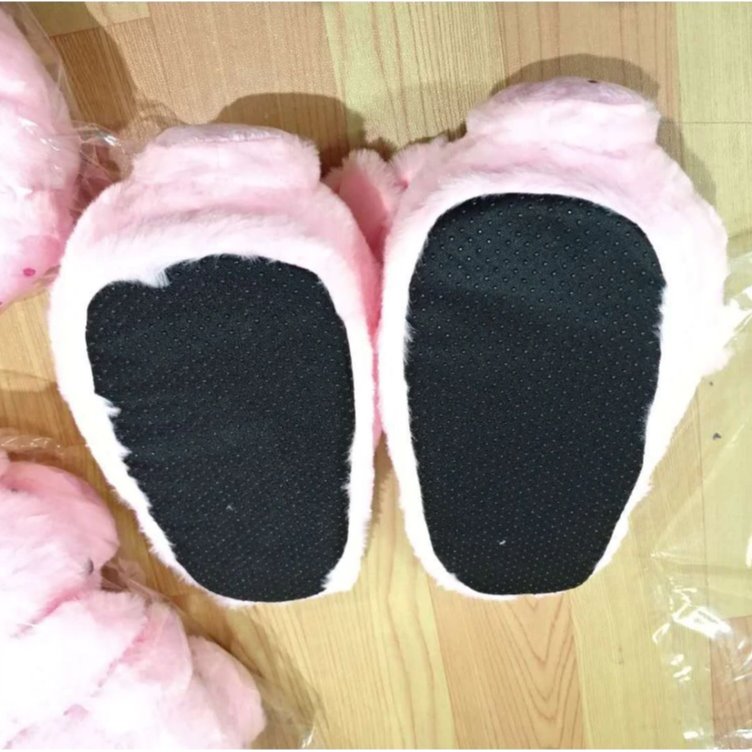 Pink Piggy Plush Slippers-Enchanted peach