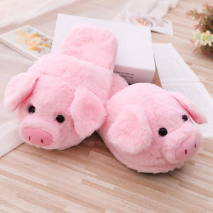 Pink Piggy Plush Slippers-Enchanted peach