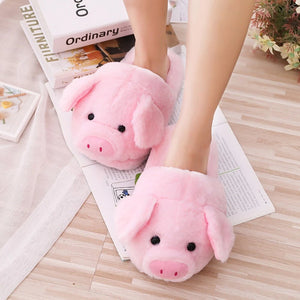 Pink Piggy Plush Slippers-Enchanted peach