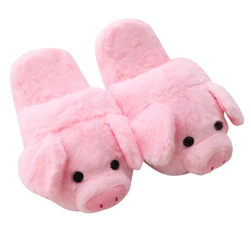 Pink Piggy Plush Slippers-Enchanted peach