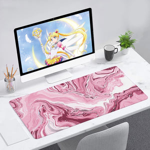 Pink Red Marble Abstract Art Large Mouse Pad-Enchanted peach