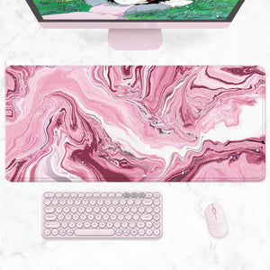 Pink Red Marble Abstract Art Large Mouse Pad-Enchanted peach