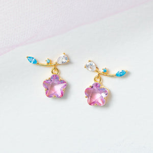 Pink Shooting Star Gold-Plated Stud Earrings-Enchanted peach