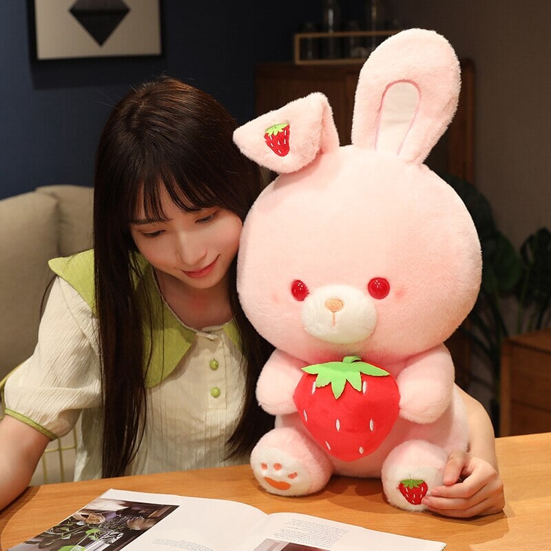 Pink Strawberry Bunny Rabbit Plush-Enchanted peach