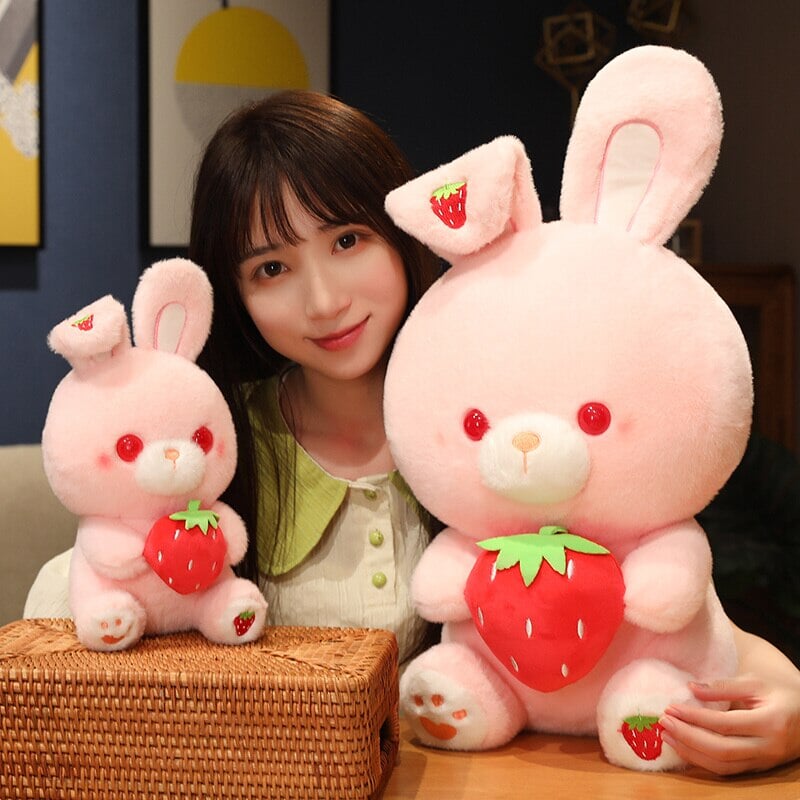 Pink Strawberry Bunny Rabbit Plush-Enchanted peach