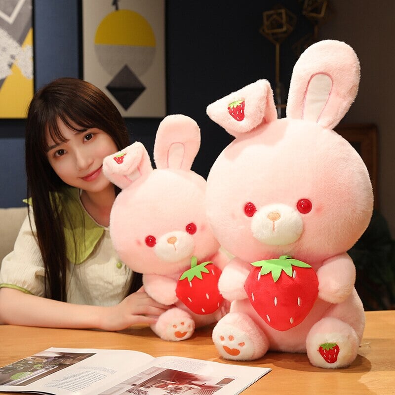 Pink Strawberry Bunny Rabbit Plush-Enchanted peach