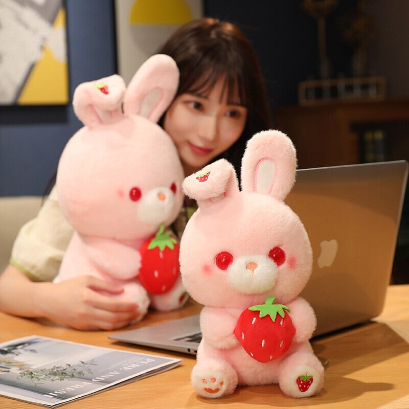 Pink Strawberry Bunny Rabbit Plush-Enchanted peach