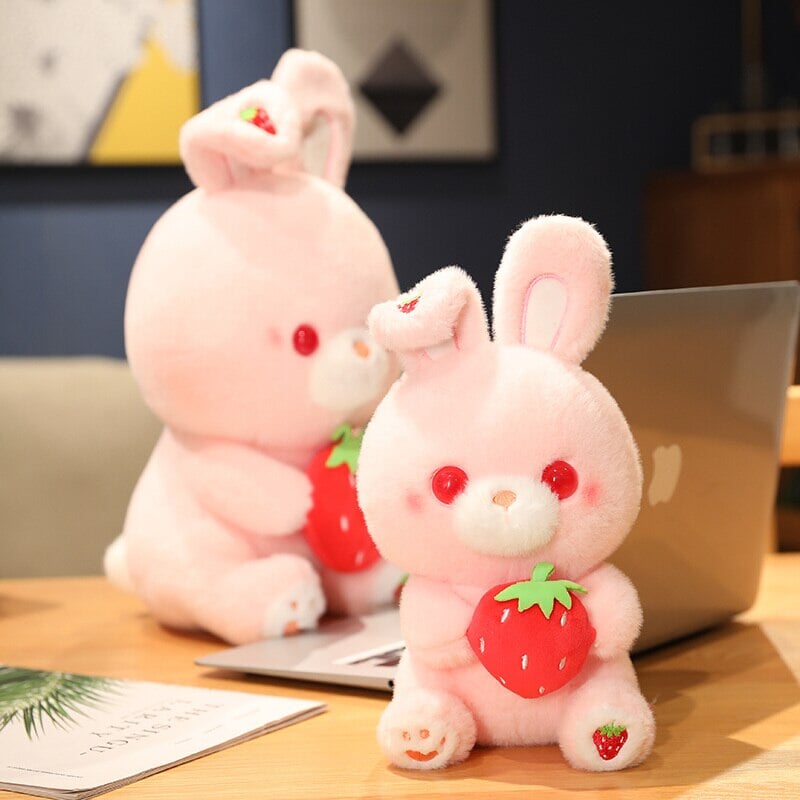 Pink Strawberry Bunny Rabbit Plush-Enchanted peach