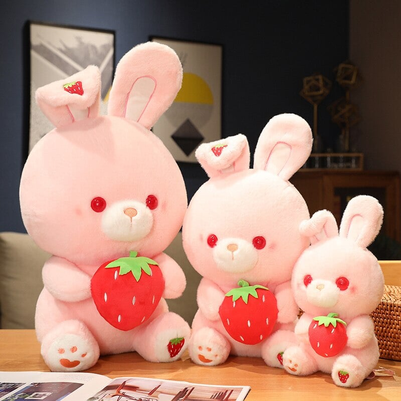 Pink Strawberry Bunny Rabbit Plush-Enchanted peach