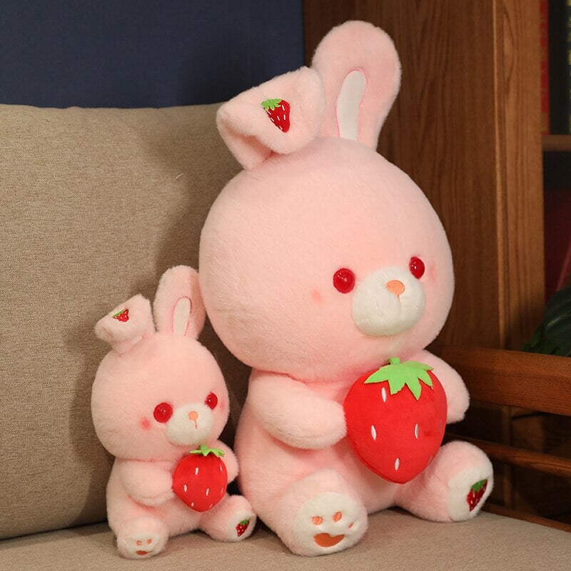 Pink Strawberry Bunny Rabbit Plush-Enchanted peach