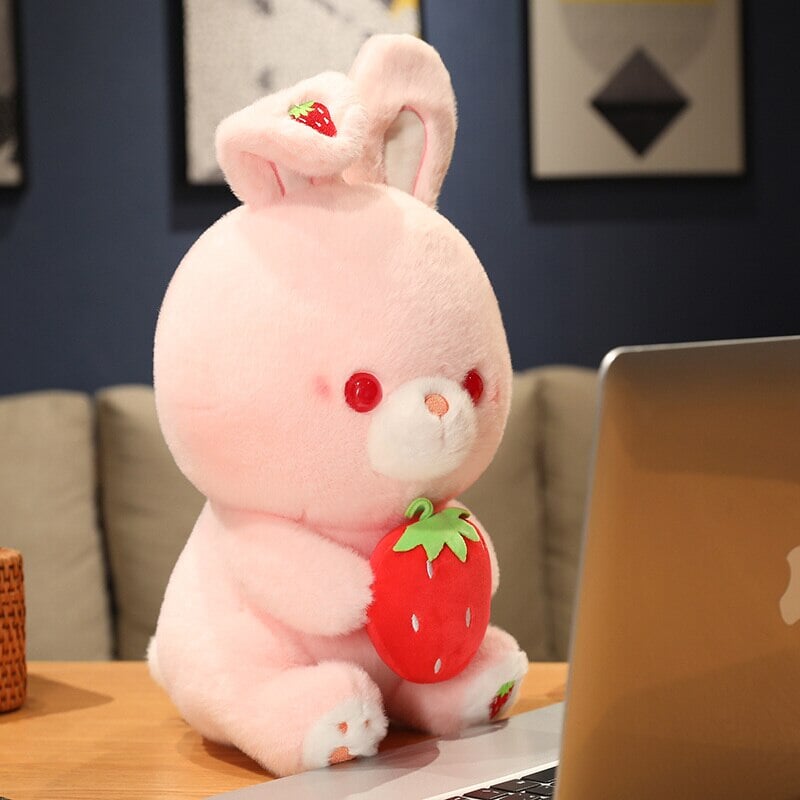 Pink Strawberry Bunny Rabbit Plush-Enchanted peach