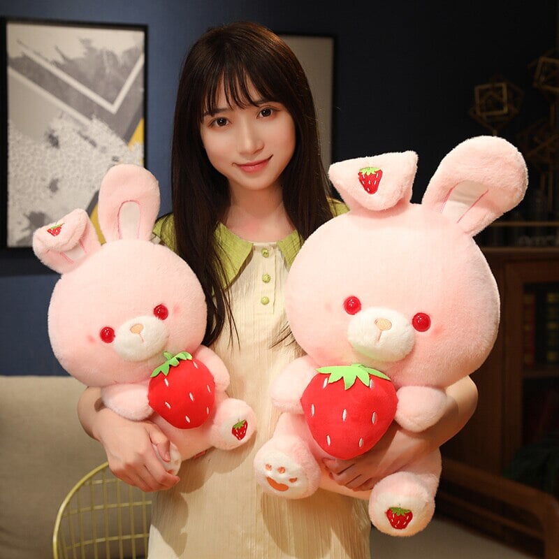 Pink Strawberry Bunny Rabbit Plush-Enchanted peach