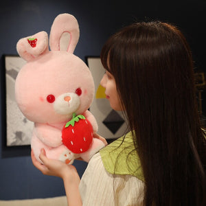 Pink Strawberry Bunny Rabbit Plush-Enchanted peach