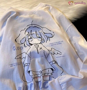 Purple Anime Angel Women's Sweatshirt-Enchanted peach