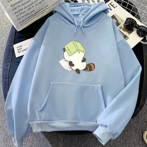 Raccoon Sleeping and Studying Unisex Hoodies-Enchanted peach