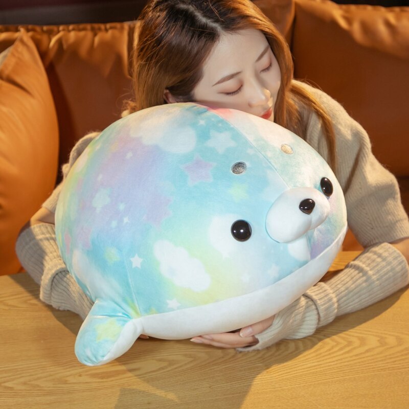 Rainbow Galaxy Seal Plushies-Enchanted peach