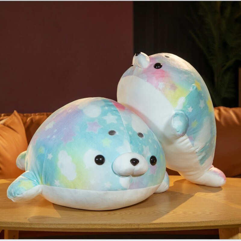 Rainbow Galaxy Seal Plushies-Enchanted peach