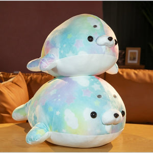 Rainbow Galaxy Seal Plushies-Enchanted peach