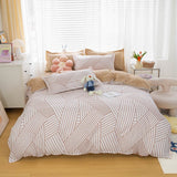 Rainbow & Neutral Striped Bedding Set-Enchanted peach