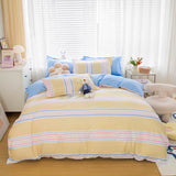 Rainbow & Neutral Striped Bedding Set-Enchanted peach