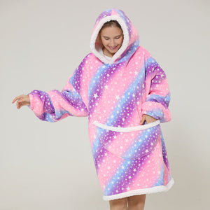 Rainbow Parents & Kids Combo Oversized Blanket Hoodies-Enchanted peach