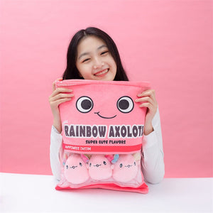 Rainbow Pink Blue Axolotl Candy Bag Plushies-Enchanted peach