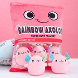 Rainbow Pink Blue Axolotl Candy Bag Plushies-Enchanted peach