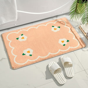 Rectangle Kawaii Floral Non-Slip Bathroom Mat-Enchanted peach