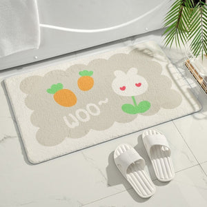 Rectangle Kawaii Floral Non-Slip Bathroom Mat-Enchanted peach