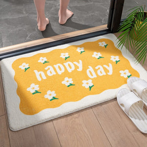 Rectangle Kawaii Floral Non-Slip Bathroom Mat-Enchanted peach