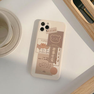 Retro Chocolate Boba Bear Collage iPhone Case-Enchanted peach