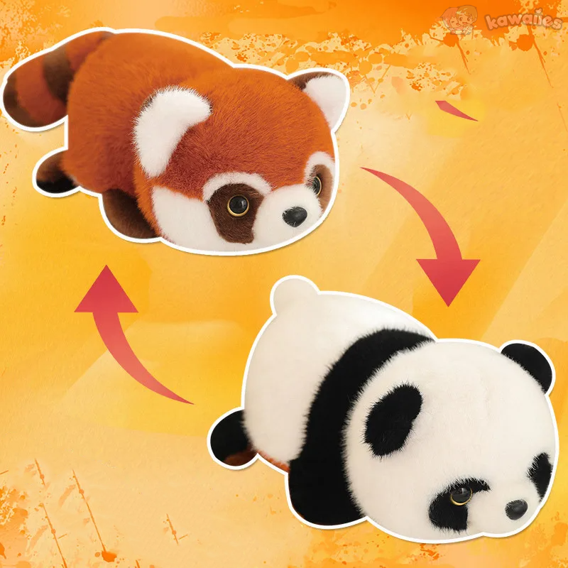 Reversible Red Panda to Panda Plush-Enchanted peach