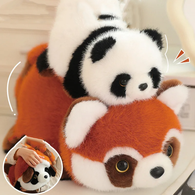 Reversible Red Panda to Panda Plush-Enchanted peach