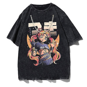 Rock On Usagi Tsukino Stone Wash Oversized Tee-Enchanted peach