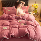 Rose Gray Pink Velvet 3 Pc Bedding Set-Enchanted peach