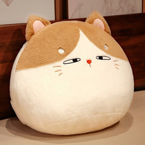 Round Cat Bunny Fox Pillow Plushie Collection-Enchanted peach