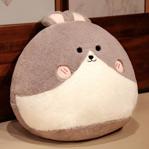 Round Cat Bunny Fox Pillow Plushie Collection-Enchanted peach