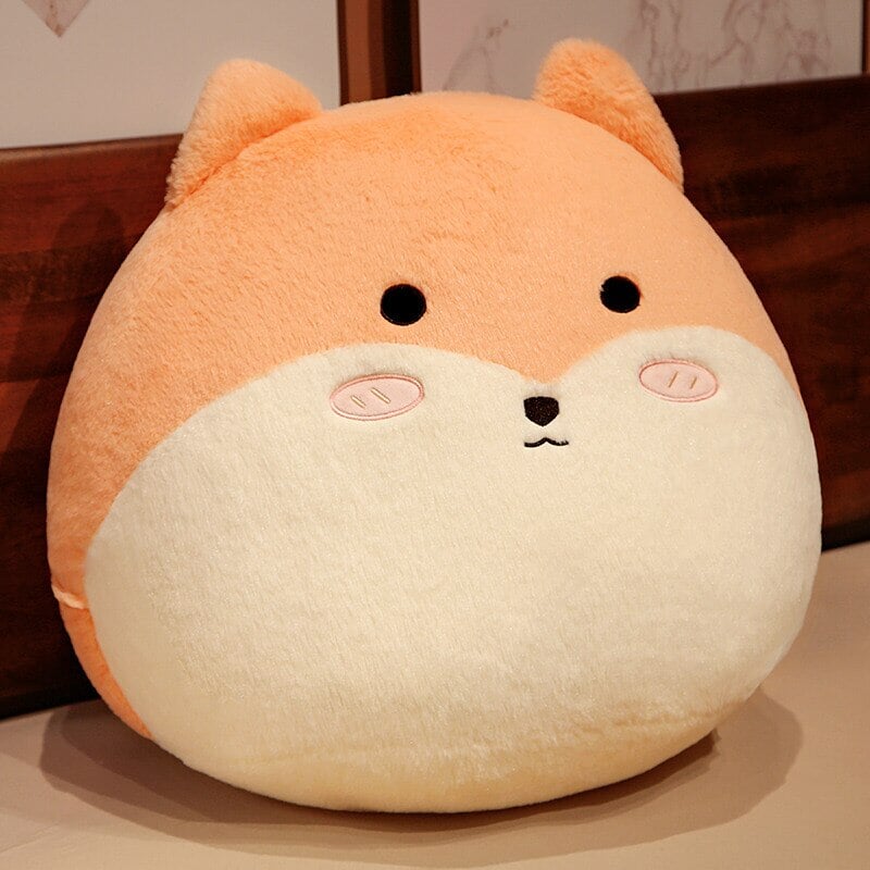 Round Cat Bunny Fox Pillow Plushie Collection-Enchanted peach