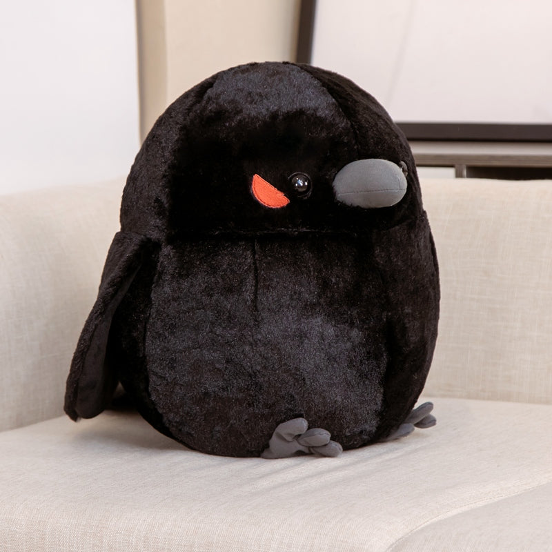 Round Chonky Sparrow Raven Crow Bird Plushies-Enchanted peach