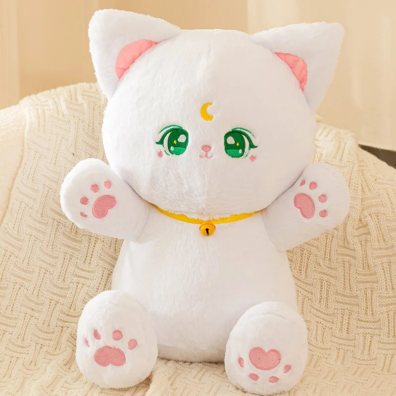 Sailor Moon Fluffy Black White Cat Plushies-Enchanted peach