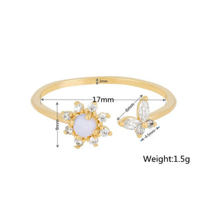 Sakura Butterfly Gold-plated Adjustable Rings-Enchanted peach